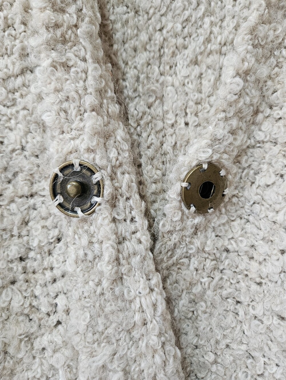 Free People Boucle Cardi Sweater Alpaca Blend S Beige Cozycore Cottagecore - Picture 6 of 15